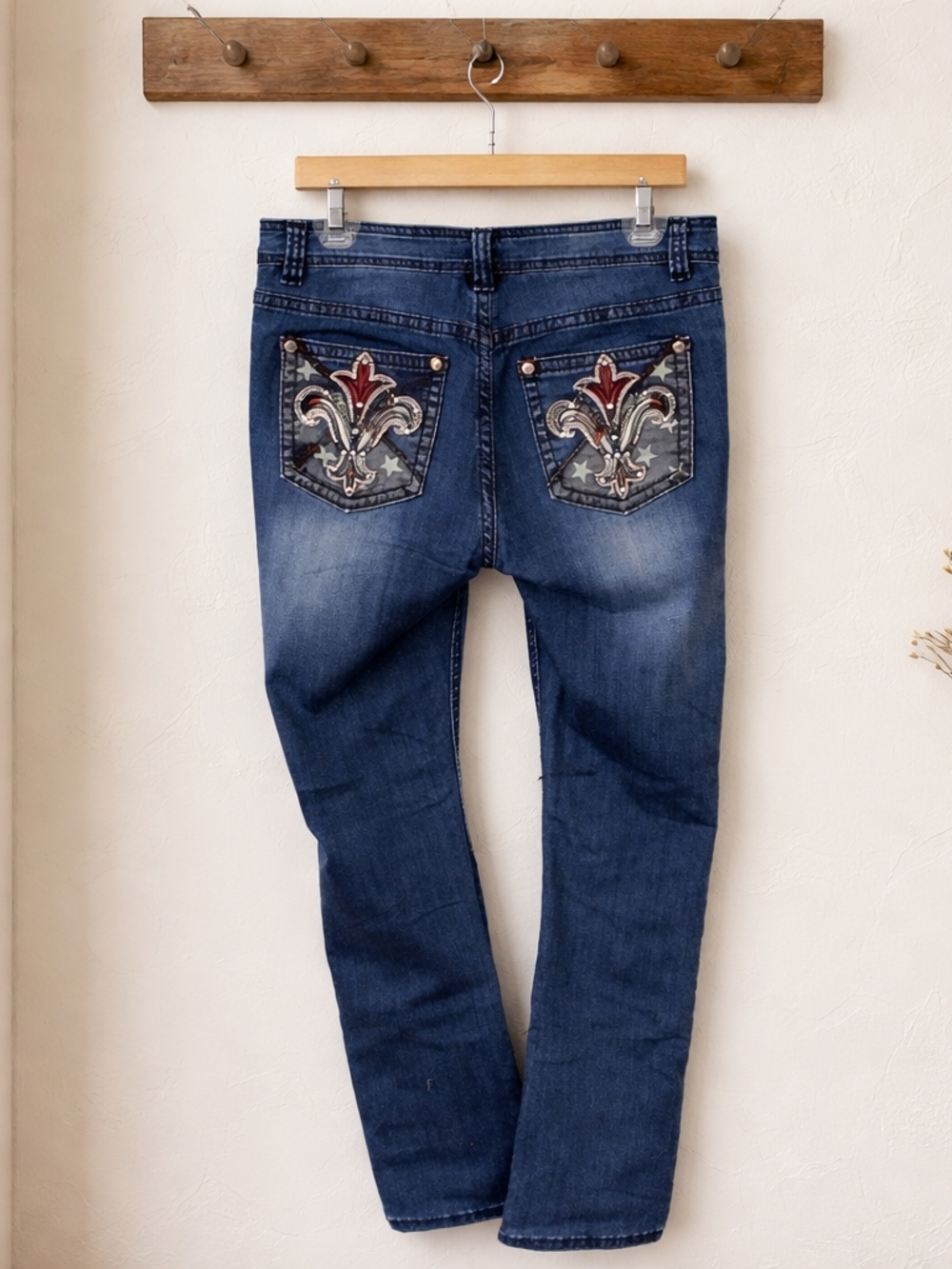 Reba Rhinestone Embellished Jeans Size 4 Western Style Bling Pockets - Picture 8 of 14